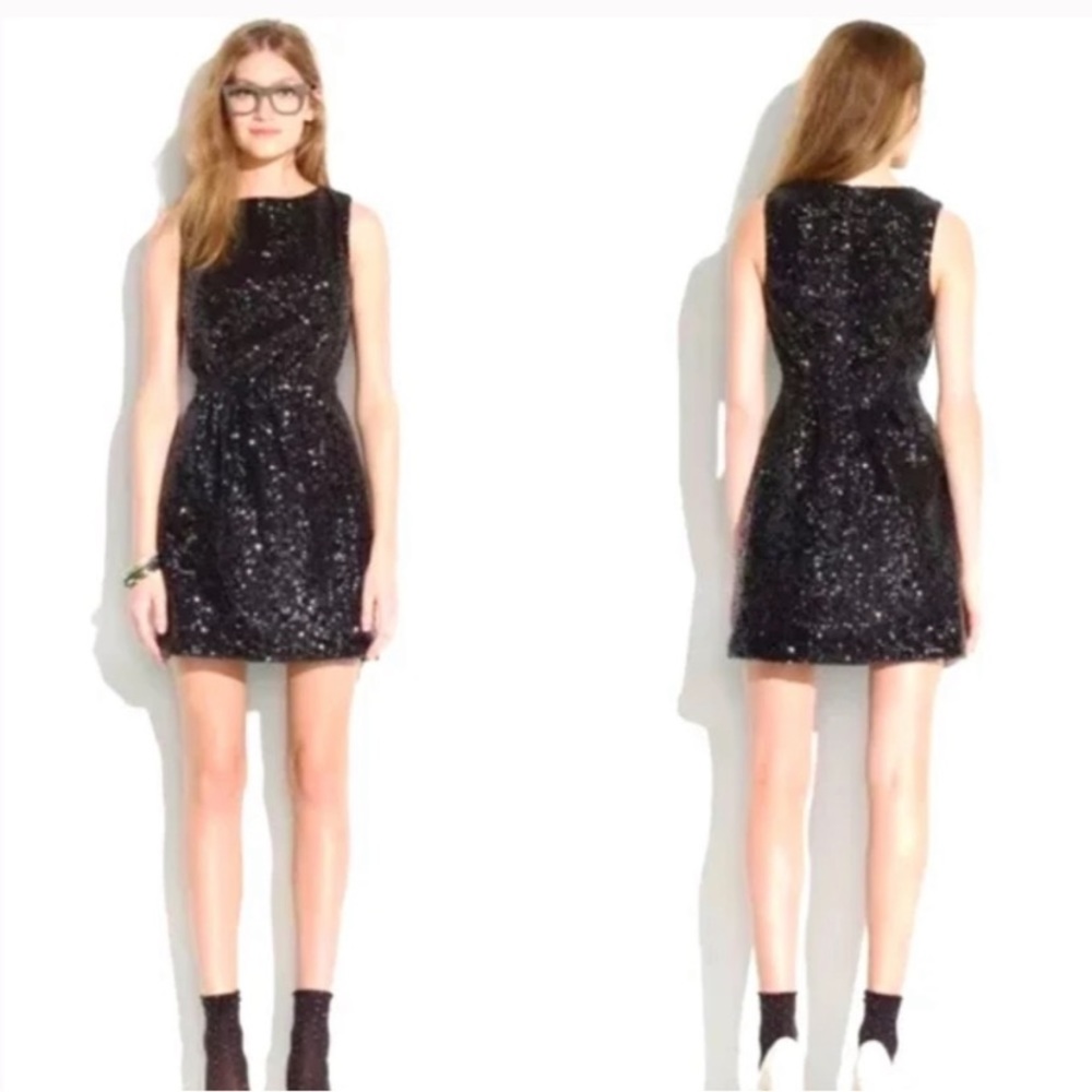 Madewell NWT Black Sequin Dress, 4